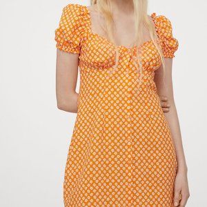 Orange Floral A-Line Mini Dress XS